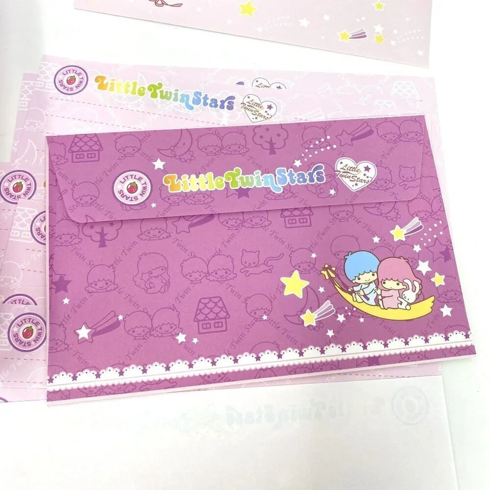 Rare Vintage Little Twin Stars Letter Writing Set Cardboard Drawer Box Preowned